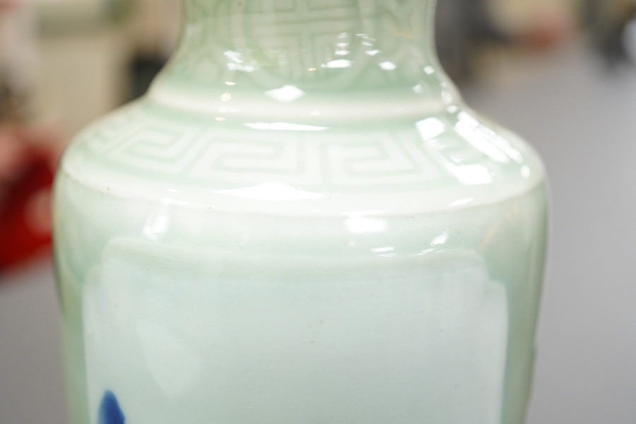 A Chinese celadon glazed landscape vase, 19th century